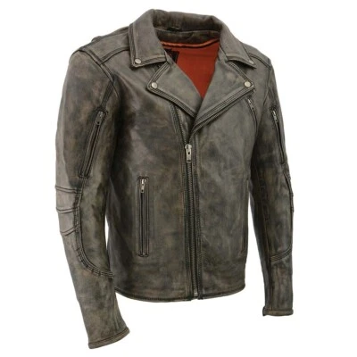 Milwaukee Leather 1515 Men's Distressed Brown Beltless Motorcycle Riding Jacket - Image 1 of 4