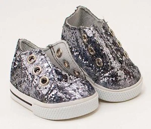 Nuevo en Paquete - Tenis Gris Oscuro Brillo para Muñecas 18" inc. American Girl, Bitty Baby - Imagen 1 de 1