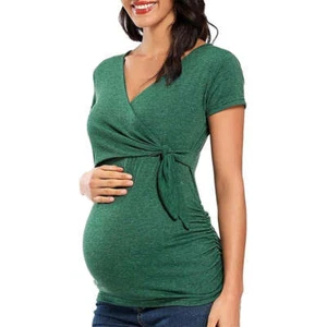 Women's Classic V Neck Maternity Nursing Top - Picture 1 of 9