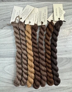 7 SKEINS SILK & IVORY BROWN PAPER PACKAGES MERINO WOOL THREAD NEEDLEPOINT LOT - Picture 1 of 1