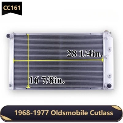Radiador de aluminio de 3 filas para Oldsmobile Cutlass S 442 1968-77 columnata núcleo de 28" Foto 1 de 4