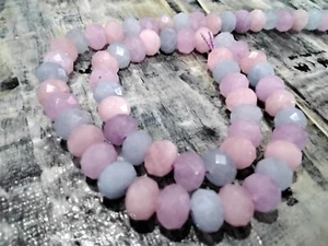 Nat, aguamarina, cuarzo rosa y amatista, arandela facetada, 8x5 mm, aprox 68 piezas. - Imagen 1 de 4
