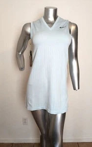 Nike Court Dri-FIT Tennis Dress AT5104-449 Baby Blue Slim Fit V-neck Small - Picture 1 of 5