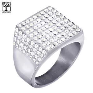 Anello uomo moda acciaio inox ghiacciato fascia placcata argento mignolo SSR 305S - Foto 1 di 3