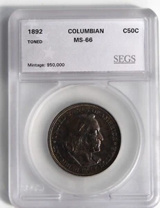 1892 COLUMBIAN SILVER COMMEMORATIVE HALF DOLLAR, Graded - Picture 1 of 2