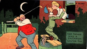 Tom B  Browne Comic 1909 Vintage Postcard Father Champion Golfer - Picture 1 of 2