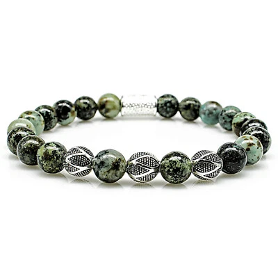 African Türkis 925 Sterling Silber Armband Bracelet Perlenarmband Beads Kugel  - Bild 1 von 4