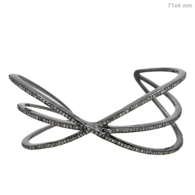 Brazalete Brazalete Diamante Natural Pulsera Plata de Ley 925 Para Mujer Regalo Foto 1 de 4