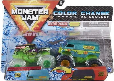 New Spin Master Monster Jam GRAVE DIGGER & MYSTERY MACHINE Color Change Trucks  - image 1 of 4