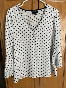 Elegante Bluse W5 weiß-schwarz gepunktet 3/4 Ärmel, Größe XL - Bild 1 von 7
