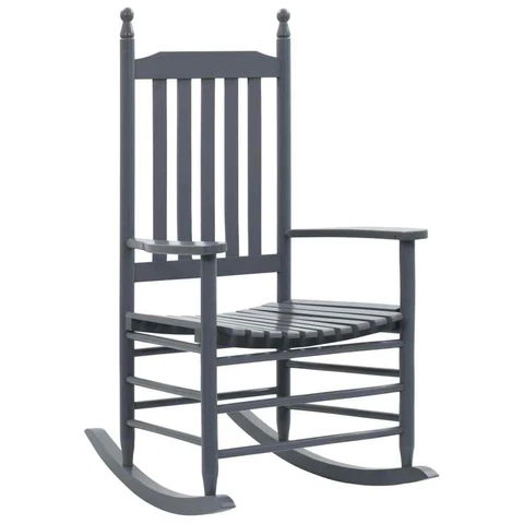Rocking Chair with Curved Seat Gray Poplar Wood Cover