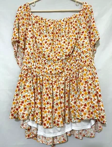 2023 Torrid Womens 4X Sunset Floral Washable Crinkle Gauze Criss Cross Back Top - Picture 1 of 7