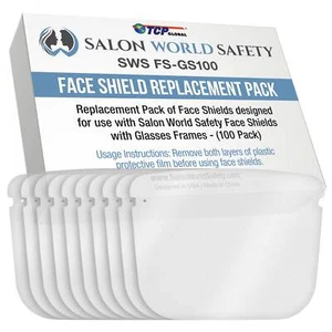 Solo protectores faciales de repuesto de seguridad Salon World (paquete de 100), marco no incluido - Imagen 1 de 5