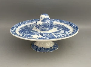 Antiguo soporte para plato de encurtido de carne dulce azul y blanco de perla del siglo XIX - Imagen 1 de 14