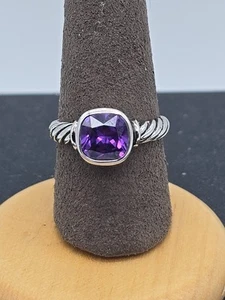 Anillo de plata de ley y amatista talla 8 - Imagen 1 de 7