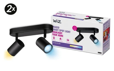 2x WIZ LED 2er Wand- und Deckenspot Deckenleuchte Wandleuchte Schwarz 2x 5W NEU - Bild 1 von 4