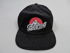Burton Snowboards Corduroy Hat Cap Black Mid Profile Mountain Patch Snapback - Picture 1 of 8