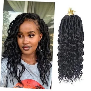 Deep Faux Locs Crochet Hair 14 Inch 8 Packs Goddess Locs 14 Inch/Pack of 8 1B - Picture 1 of 7