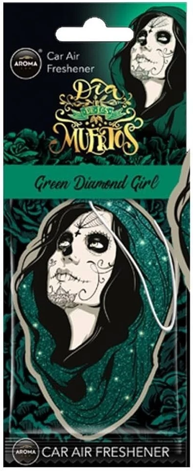 1 X AROMA Day of The Dead Pink Diamond Girl Skull Cellulose Car Air Freshener 5g