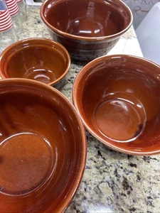 Vintage Mar Crest Keramik braun Steinzeug verschachtelte Schalen | geripptes Design | Set 4 - Bild 1 von 11