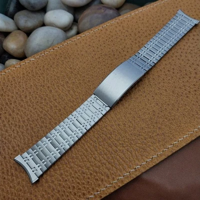 19mm 18mm 17mm Bulova Solid-Link Stainless Steel nos 1970s Vintage Watch Band - Image 1 of 4