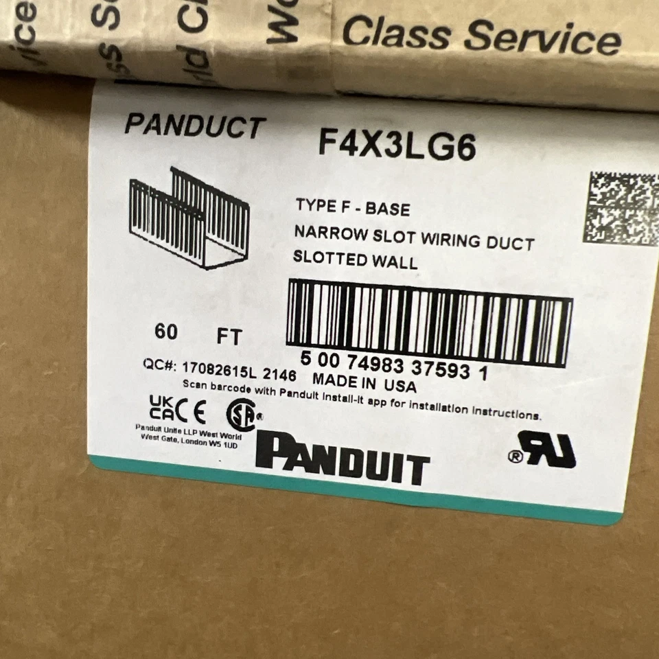 Nuevo conducto de alambre Panduit F4X3LG6, ranura estrecha, gris, 60 pies nuevo en caja Foto 1 de 1