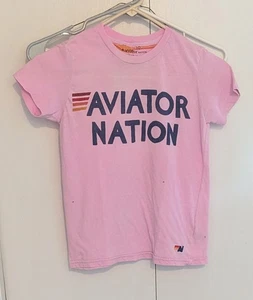 Aviator Nation T Shirt Kids Size 10 Pink Logo Short Sleeve Cotton - Picture 1 of 10