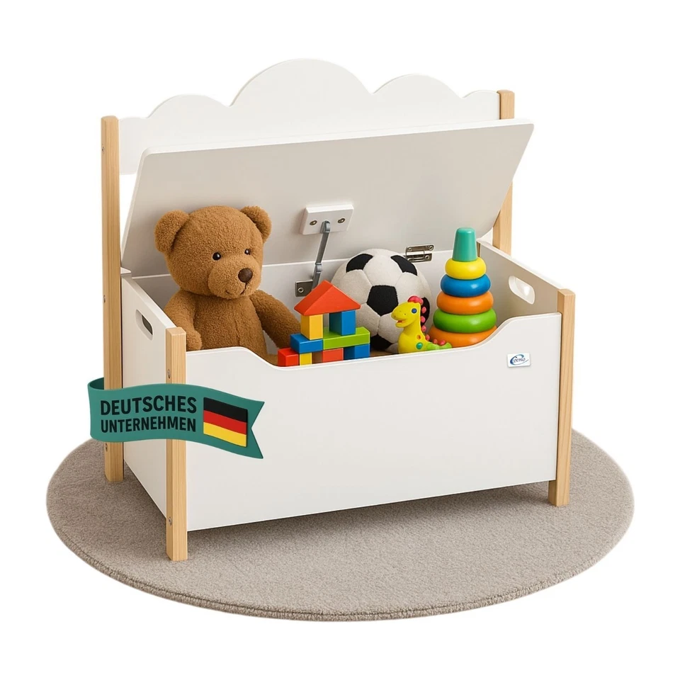 Coemo Spielzeugtruhe mit Bank TRUDI Kindersitzbank aus Holz 60×26×55 cm - Bild 1 von 1