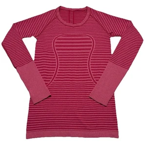 Lululemon Swiftly Tech Size 6 Pink Striped Long Sleeve Knit Pullover - Picture 1 of 8