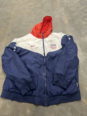 Chaqueta Nike USA Windrunner Para Hombres 2XL Cremallera Completa Azul Marino Rojo Blanco Estrellas Sudadera con Capucha Foto 1 de 3