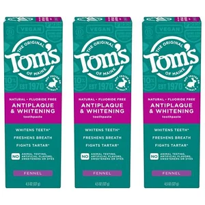 Tom’s of Maine Antiplaque und Whitening Zahnpasta, Fluoridfrei, Fenchel, 3... - Bild 1 von 7