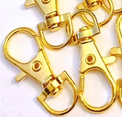 8 Golden Pewter Swivel Lobster Clasps 35x13mm for Key Rings, Leashes  - Image 1 of 3