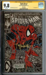 SPIDER-MAN #1 CGC 9.8 WHITE PAGES // SILVER EDITION SS TODD MCFARLANE GOLD INK - Picture 1 of 2