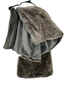 Restoration Hardware Luxe Faux Fur Throw Blanket 48x60 Very Soft Brown Gray Rck - Picture 1 of 10