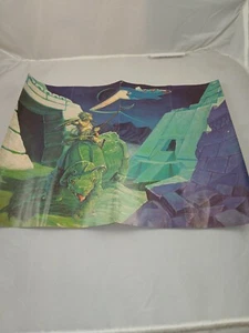 Poster fantascienza classico anni 70 11 x 14 pollici dinosauro guerriero a cavallo - Foto 1 di 10