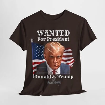 Donald Trump Mugshot Wanted USA President 2024 Black T-Shirt Signature Mugshot - Image 1 of 2