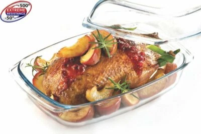 Casseruola in vetro 5,8 L con coperchio casseruola pentole in vetro teglia in vetro made in EU - Immagine 1 di 4