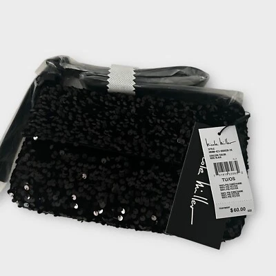 Bolso de Hombro Nicole Miller Negro Secuencia Mini Y2K Nuevo Con Etiquetas Foto 1 de 3