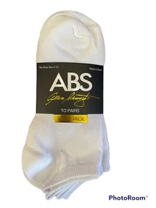 New ABS by Allen Schwartz Womens 10 Pairs Value Pack No Show Socks White - Picture 1 of 8