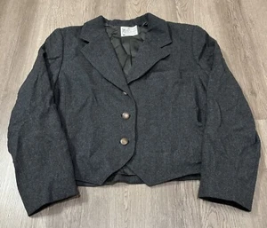 Vintage Miss Pendleton 100 % Schurwolle Cropped Blazer Damen 14 grau hergestellt in den USA - Bild 1 von 7