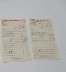 Modelleisenbahn Center Train BESTELLUNG Rockville Maryland 1975 Quittung Vintage Papier - Bild 1 von 3