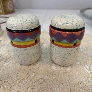 Treasure Craft Southwest Speckled Keramik Salz und Pfefferstreuer Vintage - Bild 1 von 6