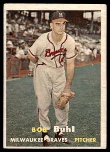 1957 Topps Bob Buhl Milwaukee Braves #127 - Imagen 1 de 2