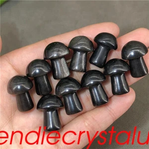 10pcs Natural Obsidian Mushroom Quartz Crystal Mineral 1" Gem Reiki Healing - Picture 1 of 12