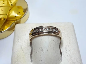 Estate .225ctw Natural Diamond Gnts/Lds 14Kt Yellow Gold dropped edge Band#13986 - Picture 1 of 5