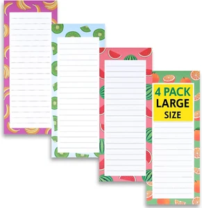 4 Large Magnetic Notepads – Shopping List, To-Do List, Reminders, Grocery List P - Picture 1 of 12