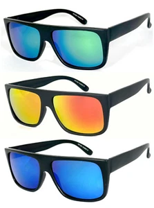 Gafas de sol retro con montura cuadrada superior plana para hombre mujer lentes espejadas negras mate - Imagen 1 de 14