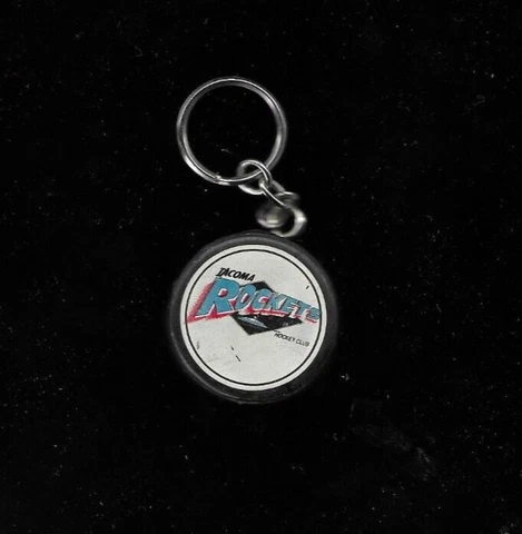 Vintage WHL TACOMA ROCKETS Mini Hockey Puck Key Chain Cover