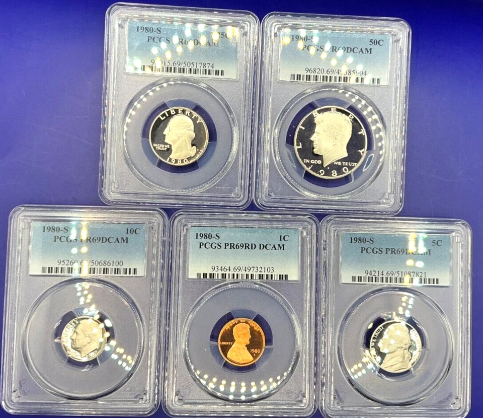 1980-S 5 Coin Proof Date Set PCGS PR69 DCAM Newly Graded Coins - Image 1 of 2