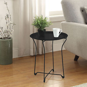 Coffee/elephone Table Metal Tray Black End Side Table Removable Tray Drink Snack